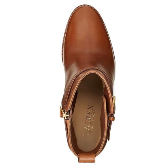 NEW Lauren Ralph Lauren Women's Madisyn Buckled Dress Booties Deep Saddle Tan 7M - Picture 3 of 5